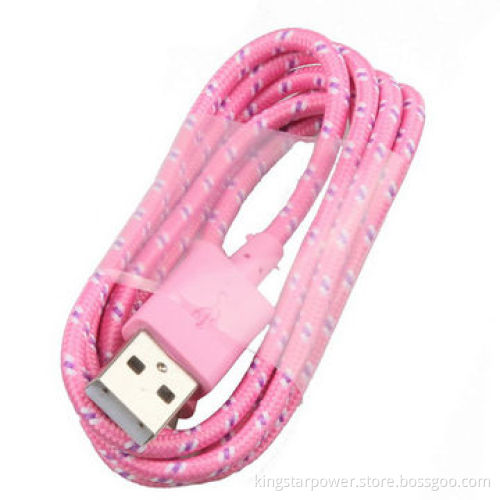 8 Pins USB Data Cable for iPad Mini 4, iPhone 5, 5C, 5S, iPod Touch 5, Flat Fabric Braided, iOS 7.1